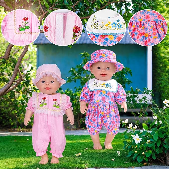 WONDOLL 6 Sets 14-16 Inch Baby Doll Accessories & Clothes - Dress Outfits Headbands Accessories fits New Born 43cm , 15 inch Baby Doll(no Doll