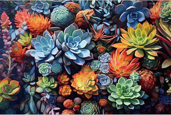 500 Piece Puzzle for Adults-Succulent Plant Puzzle| Recycled Cardboard Jigsaw Puzzles 500 Pieces | Challenging Family Activity Great Gift Idea for Family Friends | Difficult Puzzles Size 20.5X 15 in