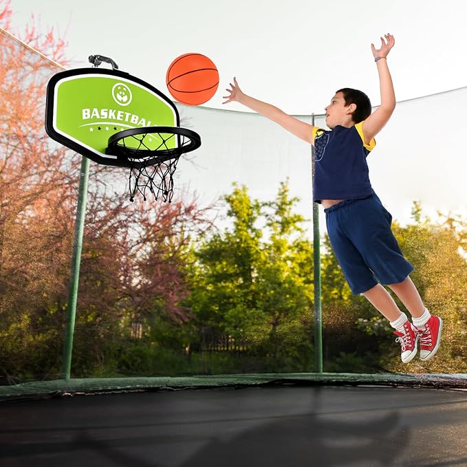 Trampoline Basketball Hoop, with Pump and Mini Balls, Easy to Assemble Sturdy for Dunk Fit, Waterproof, Accessory of Trampoline