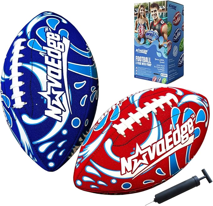 Hydro Water Football - 10.4-Inch Neoprene Pool Football for All Ages | for Water Play in Pool, Lake & Beach | Secure-Grip with Real Laces | Includes Pump | Choose 1 or 2 Ball Pack