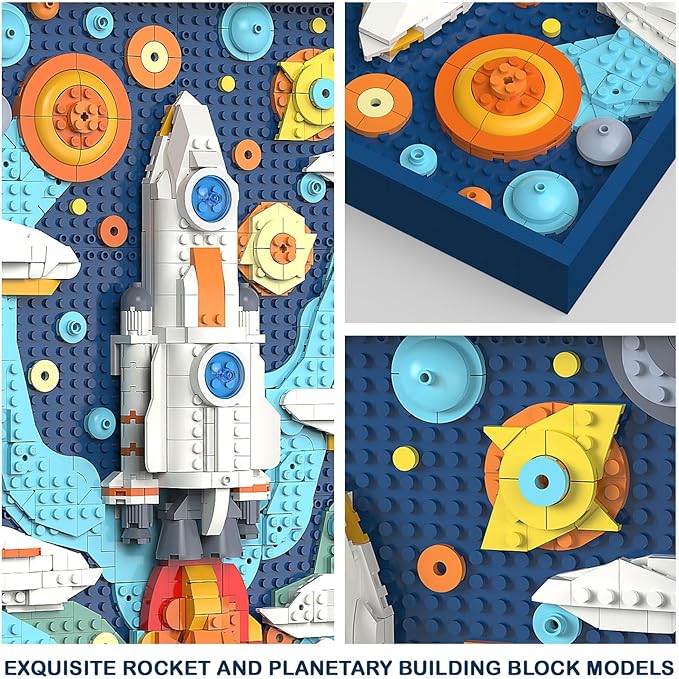 Micro Brick Rocket Building Set, DIY Space Rocket Model Craft Kit, 3D Wall Art Home Office Decoration or Table Display, Ideas Gift Building Toy for Adults,Teens Ages 8+ Kids