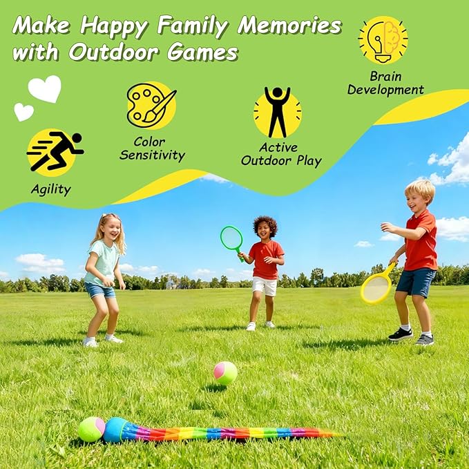 Double the Fun, 2-in-1 Toss and Catch Game with Dual-Sided Paddles, Ultimate Outdoor Activity Set for Kids 3+ Family. Perfect Outside Toy for Beach, Yard, Camping, an Engaging Gift for Boys and Girls