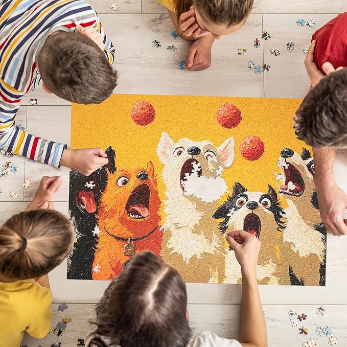 Jigsaw Puzzles for Adults 1000 Pieces, Animal Dogs Difficult Challenging Unique Puzzle for Game Night Family Home Decor, 20x27 Inches, 5 Dogs