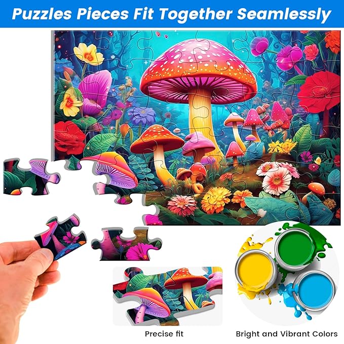36 Large Piece Puzzles for Seniors 6 Pack,Dementia Puzzles Turtle Dog Bird Mushroom Beach Lake Jigsaw Puzzle Dementia Alzheimer's Products and Activities for Seniors Elderly Adult