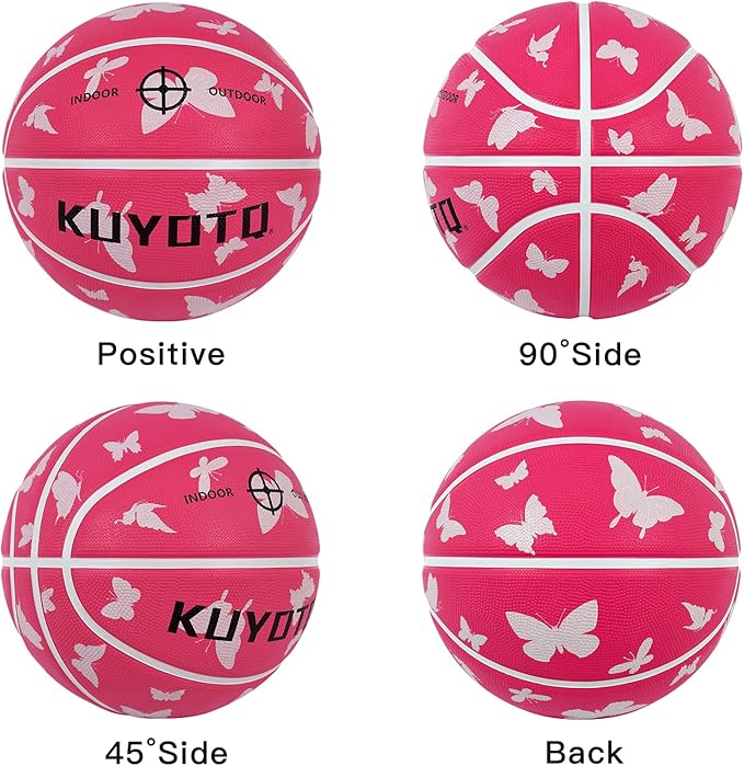 KUYOTQ Kids Youth Adult Size 3/4/5/6/7 (22/25.5/27.5/28.5/29.5") Basketball Premium Rubber or Faux Leather Basketball Indoor Outdoor Basketball for Boys Girls Womens Mens Basketball Gifts (Deflated)