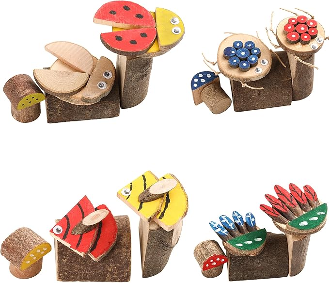 LAZACA Wood Craft Kits DIY for Kids Ages 5-10 Wooden Art Paint Bulk Crafts Garden Playset Loose Parts Play Materials 250 Pcs/19.5X13X3.5cm