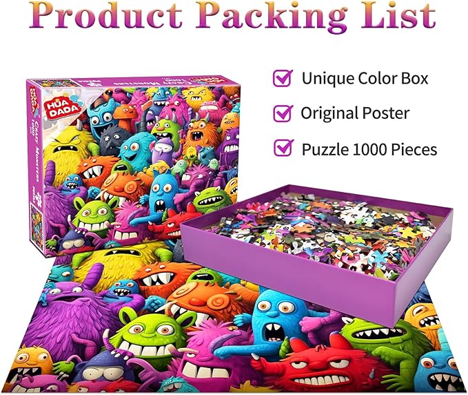 Jigsaw Puzzles for Adults 1000 Piece Puzzle for Adults 1000 Pieces Puzzle 1000 Pieces-Crazy Colorful Monsters