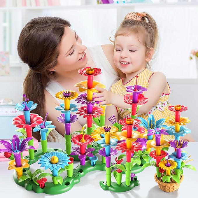 Girl Toys for 3 4 5 6 Year Old Girls Birthday Gift, Flower Garden Building Toys Set for Girls Toddlers Kids Ages 3-5, Building Educational Stem Toys