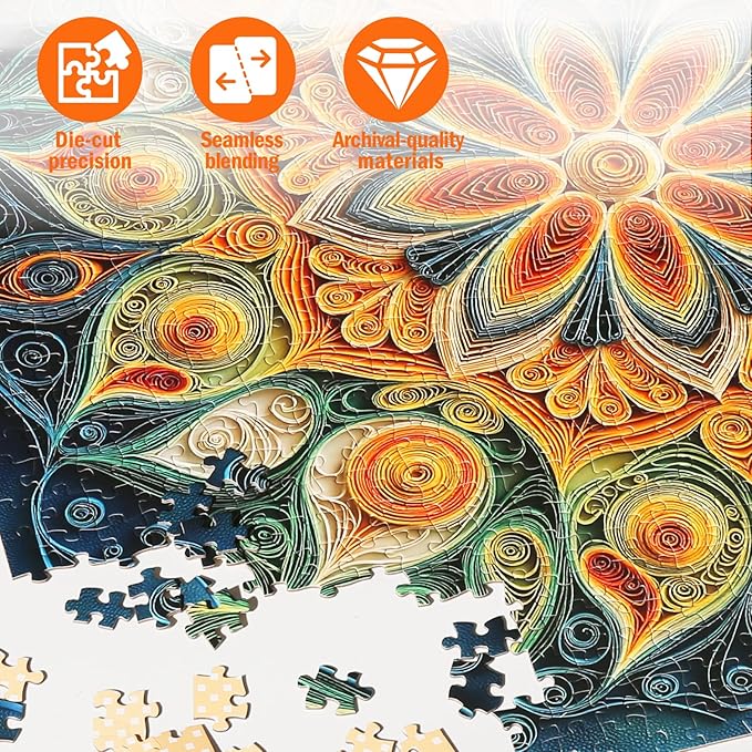 Jigsaw Puzzles for Adults 1000 Pieces, Floral Mandala Art Bohemia Square Challenging Game for Family Activity Home Decor, 22.5x22.5 Inches, Mandala Flowers