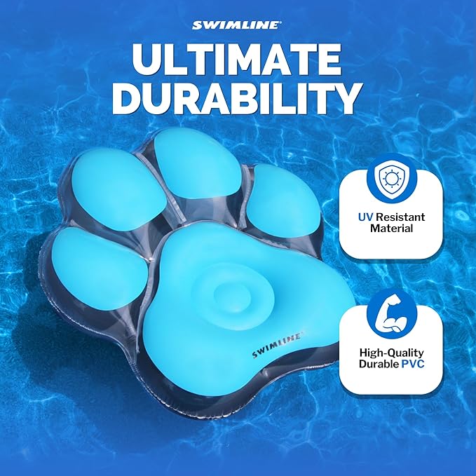 SWIMLINE Original Pet Pawprint Pool Float – Durable Vinyl Lounger for Adults & Teens – Fun Pool Float for Lake, Beach, or Backyard – Easy to Inflate and Store