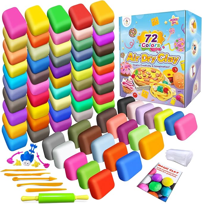 Magic Clay - Air Dry Clay 72 Colors, Modeling Clay for Kids with Tools, Soft & Ultra Light, Toys Gifts for Age 3 4 5 6 7 8+ Years Old Boys Girls Kids