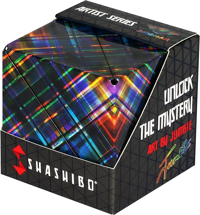 Shashibo Shape Shifting Box - STEM Fidget Toy with Ultra Strong Magnets - Sensory Puzzle Cube Transforms Into 100+ Shapes, Easter Basket Stuffers Gift for Kids, Teens, and Adults (Disco Plaid)