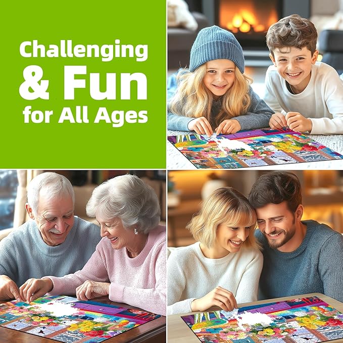 Colorful Flower Room 1000 Piece Puzzle for Adults, Fun Puzzles for Adults 1000 Pieces with HD Print Poster, 27.5" X 19.7" Dust Free, for Gifts Birthday Holiday Party Family Games Lovers