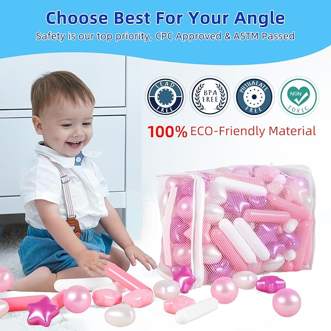 STARBOLO Ball Pit Balls for Toddlers, Pack of 200 BPA Free Phthalate Free Crush Proof Plastic Pit Balls for Ball Pits, Pearl Colors Play Toys for Kids Pool,Play Tent,Party, 200pcs.