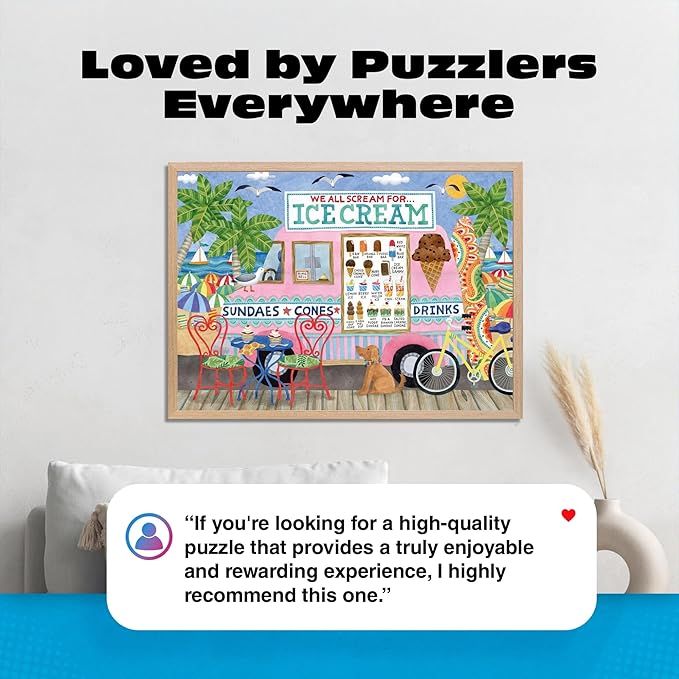 Ceaco- Food Trucks - Ice Cream Truck II - 500 Piece Jigsaw Puzzle for Adults and Families - Colorful Summer Beach Scene with Ice Cream Stand - Finished Size 19 x 19 - Made in the USA