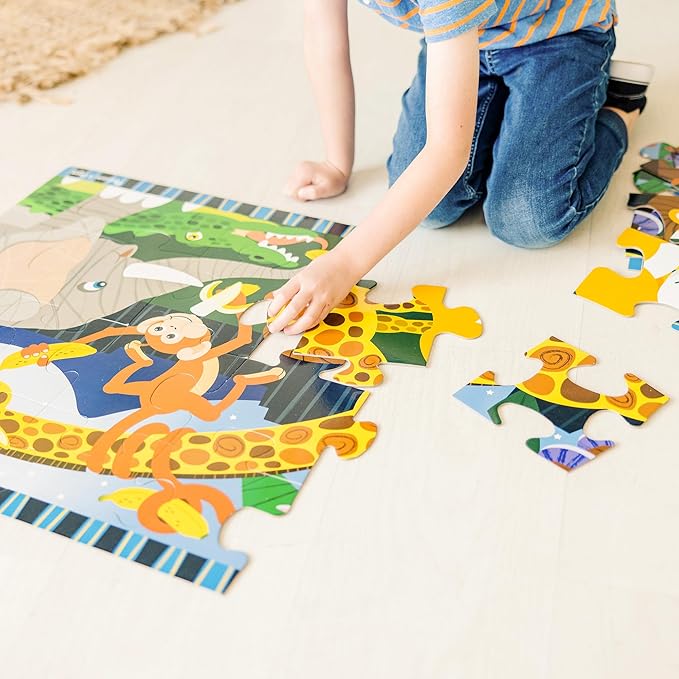 Melissa & Doug Safari Social Jumbo Floor Puzzle (24 Pieces, 2 x 3 Feet), Jigsaw Puzzle for Preschoolers and Kids Ages 3+ - FSC Certified