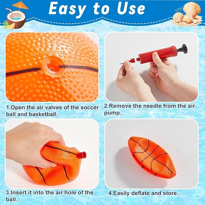 40in Pool Basketball Pool Game Set Inflatable Water Soccer Polo Game 2-in-1 Poolside Floating Summer Swimming Sports Toy for Kids Teens Includes 2 Balls and Pump for Beach Yard Indoor Outdoor