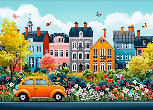 1000 Piece Puzzle for Adults, Small Town Scenery Jigsaw Puzzle, Impossible Puzzles Game, Interlock Perfectly No Dust, Home Decoration Puzzle, Gifts for Easter Father's Mother’s Day