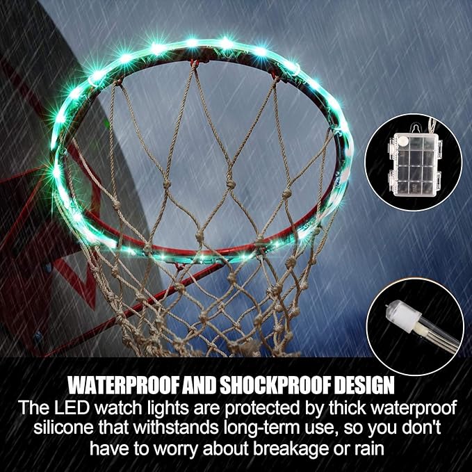 Green Bean LED Basketball Hoop Light Rim and Backboard, Remote Control Basketball Rim Light with 16 Colors 7 Flashing Mode for Playing Basketball in The Dark (Rim and Backboard not Included)