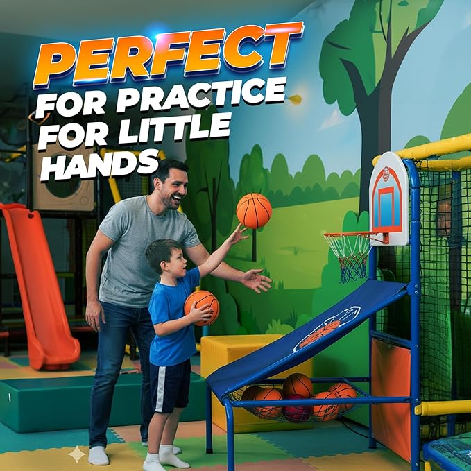 Size 3 Mini Basketballs (3 Pack) - 7-Inch Junior Rubber Basketball Set with Pump - Youth Beginner Kids Basketballs for Backyard Pool Parties, Arcade Games, Practice, Indoor & Outdoor Play