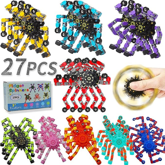 Transformable Fidget Spinners 27-Pack – Sensory Toys for Kids & Adults with ADHD, Autism, Anxiety Relief, Easter Gifts