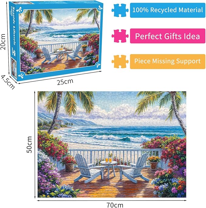 Seaside Lifestyle Jigsaw Puzzles 1000 Pieces for Adults Coastal Beauty 1000 Piece Jigsaw Puzzles for Adults