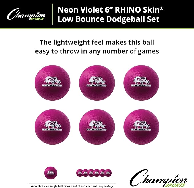 Champion Sports® Rhino Skin® Low Bounce Dodgeball Sets & Singles for Playground, PE, Backyard & League Games – Team Sports Equipment for Youth & Adults