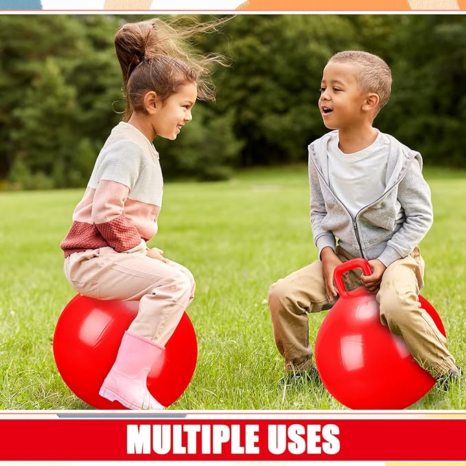 Kids Bouncy Hopper Ball with Handle Jumping Hopping Exercise Balls for Toddlers Boys Girls Indoor Outdoors Sports School Games Exercise Gifts(22 Inch,Red)
