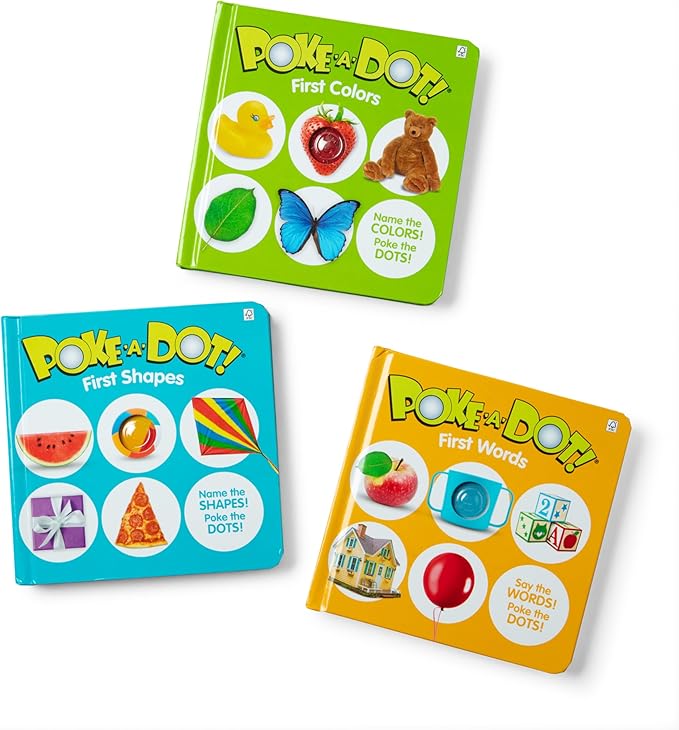 Melissa & Doug Poke-a-Dot! 3Pk First Words, Shapes & Colors, Interactive Children's Board Books with Buttons to Pop, Educational Sensory Toy for Toddlers & Preschoolers Ages 1+