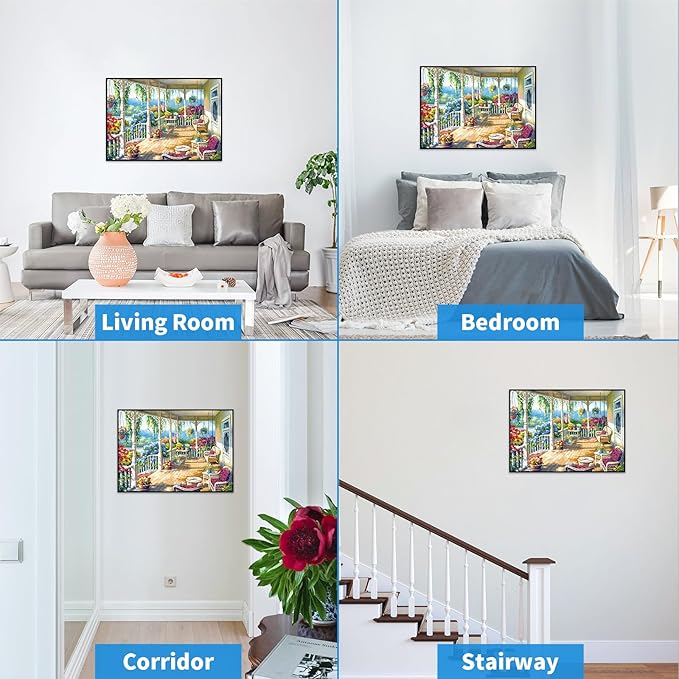1000 Piece Puzzle for Adults, Floral Front Porch Puzzles for Adults 1000 Pieces, Floral House Porch Jigsaw Puzzles 1000 Pieces Charming Flowering Portico Puzzle Oil Painting Puzzles for Seniors Teens