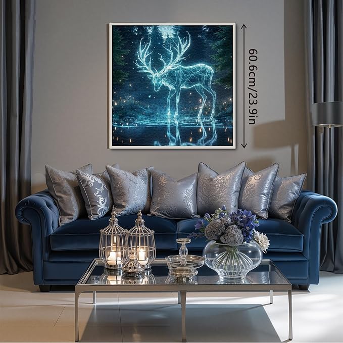 Fantasy Glowing Deer Puzzles for Adults 1000 Pieces Nature, Magic Animal Forest Art Jigsaw Puzzles, Pretty Wildlife Plant Tree of Life Reindeer Impossible Puzzle