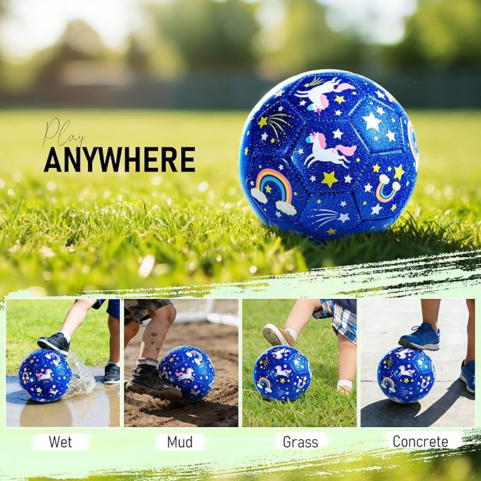 Richball Size 3 Soccer Ball Girls, Unicorn Soccer Ball for Kids, Toddler Outdoor Activity for Girls Age 1-3 3-6, Christmas Birthday Present