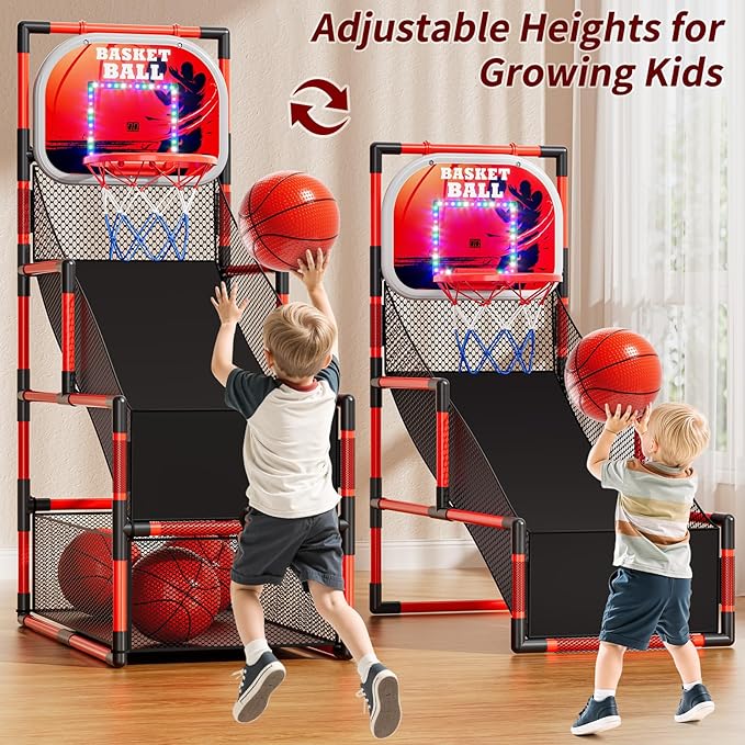 Arcade Basketball Game Set for Kids 3-12 Years Old, Kids Basketball Hoop with 4 Balls & Pump, Indoor Outdoor Sports Play Toys, Basketball Games Toys, for Boys Girls Teens