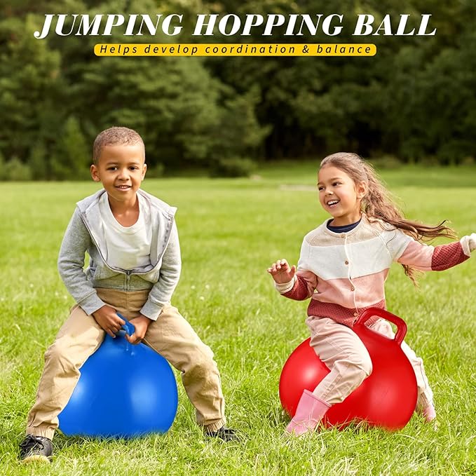 Sratte 6 Pcs Hopper Ball with Handle Bouncing Marble Bouncy Balls Hopping Toys Inflatable Jumping Toy for Jumping Sport Hop Boys Girls Gifts Party Favors(Cute Color)