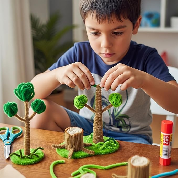 Caydo 200 Pieces Light Brown Pipe Cleaners,Thick Fluffy Chenille Stems, Pipe Cleaner Crafts for Arts & Crafts, Perfect for Making Animals, Flowers, and Festive Decorations