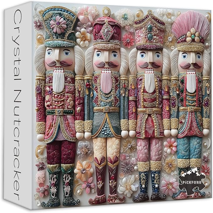 PICKFORU Crystal Nutcracker Puzzles for Adults 1000 Pieces, Elegance Flower Diamond Art Jigsaw Puzzles, Impossible Difficult Unique Challenging Puzzle