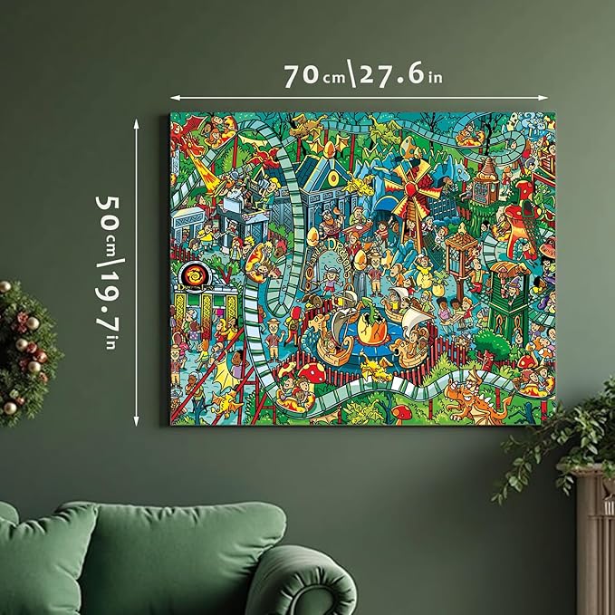 Jigsaw Puzzles for Adults, 2 Pack 1000 Pieces Ocean Park Dinosaur Park Puzzle, Cartoon Painting Challenging Puzzles for Family Activity Game Nights Gifts Fidget Stress Relief