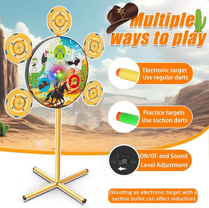 Shooting Game Toys for Ages 3 4 5 6 7 8 9 10+ Year Old Boy, Digital Shooting Target with 40 Soft Foam Dart and 2 Toy Guns Indoor Outdoor Sports Games Birthday Xmas Easter Gifts Toys for Kids 5-7 8-12