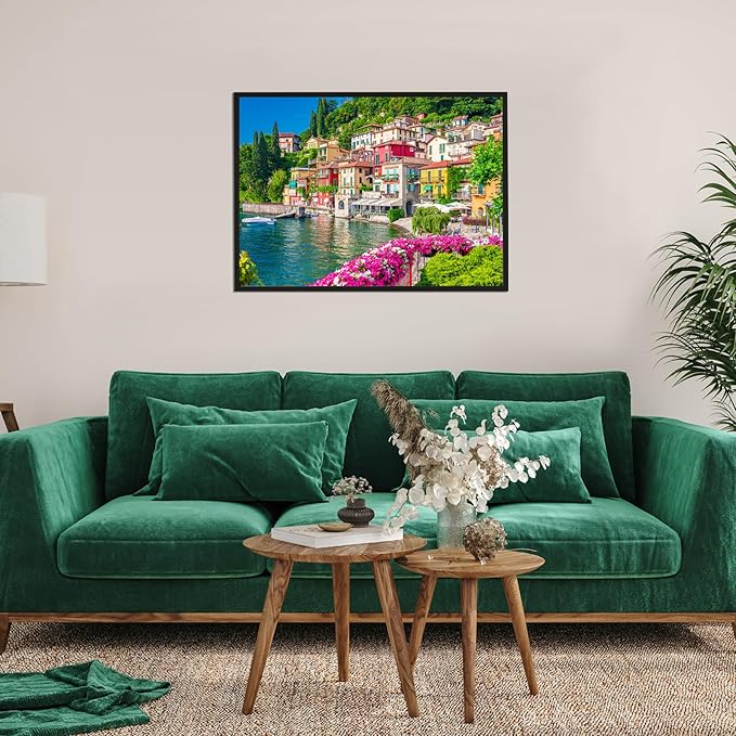 500 Piece Jigsaw Puzzle for Adults -Lake Como Scenery, Italy Jigsaw Puzzles 500 Pieces Puzzles for Adults-Finished Size 19.3" x 13.7"