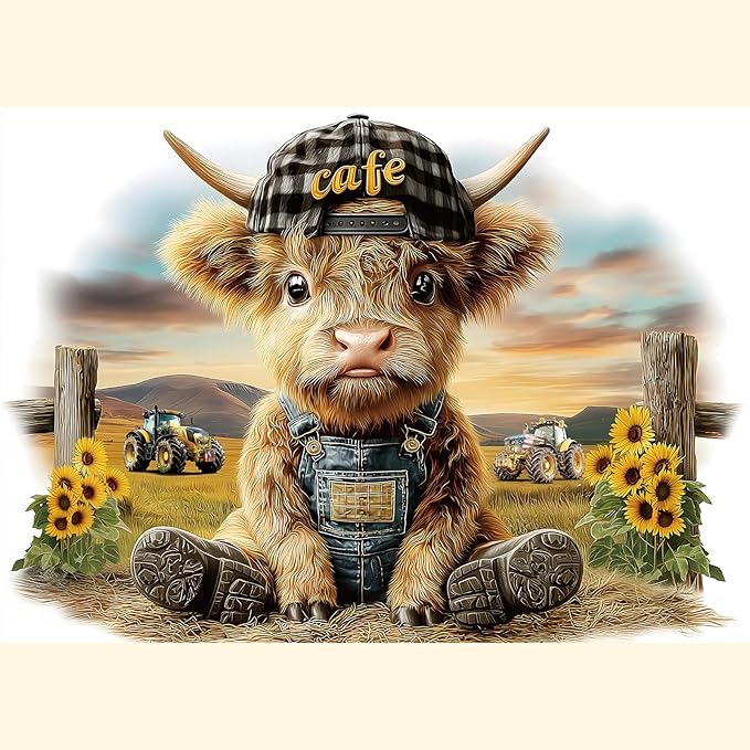 Puzzles for Adults 1000 Pieces, Highland Cow Jigsaw Puzzles - Cool Calf, Impossible Cow Puzzle for Seniors Family, 27.56 x 19.69 inches, 1:1 Poster, Letter on The Back