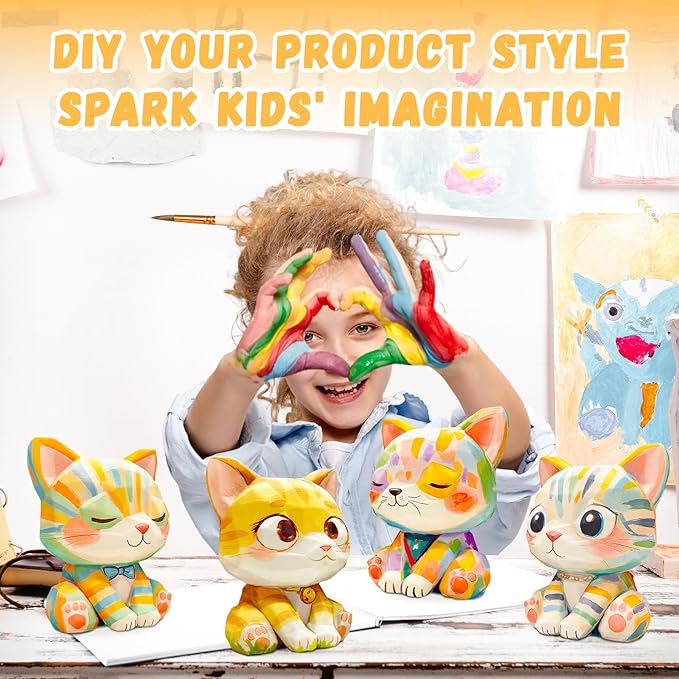 Paint Your Own Cat Lamp Kit, Arts and Crafts for Kids Ages 8-12, Arts and Crafts for Kids 4-6, DIY Cat Night Light Painting Kit for Kids, Art Supplies for Girls Boys Birthday Ages 3 4 5 6 7 8 9 10 11+