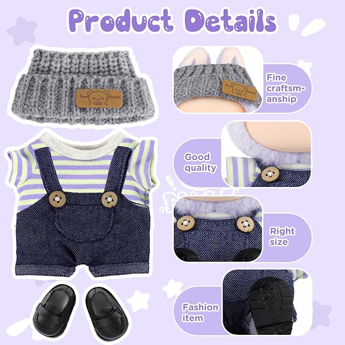 GAGAKU 17cm Doll Clothes (Daily Style), Dress-up Set Stylish Replacement Outfit, Collection Clothing Accessories (Doll Not Included)