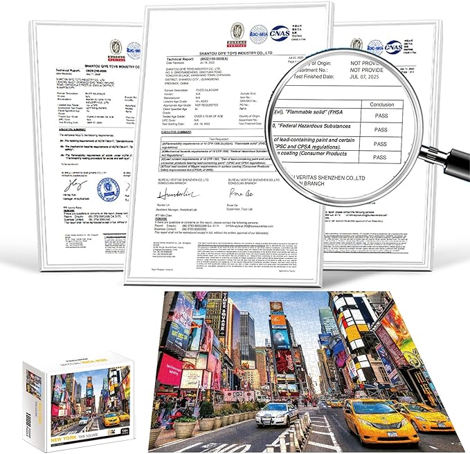 1000 Piece Jigsaw Puzzles for Adults Teens Kids - Fine Art Challenging, New York Time Square 1000Pcs Puzzle, Family Game Gift, Size 27"x20"