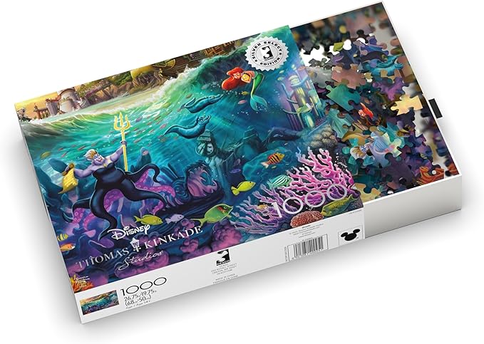 Buffalo Games - Thomas Kinkade Disney Ursula 1000 Piece Puzzle Silver Select Premium Jigsaw Puzzle with Full Color Reference Poster