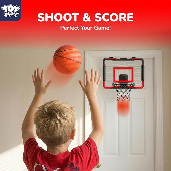 TOY Life Basketball Hoop Over The Door for Kids, Teens, Adults - Indoor Mini Hoop for Room, Office with 4 Balls - Basketball Goal
