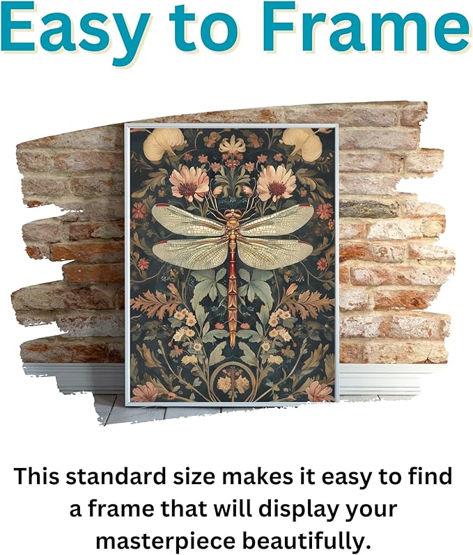 Vintage Floral Dragonfly Jigsaw Puzzle 1000 Pieces for Adults - Floral Puzzle Gift for Dragonfly Lovers - 1000pc Heritage Victorian Design Decor Puzzles (50x70cm / 19.685"x27.559")