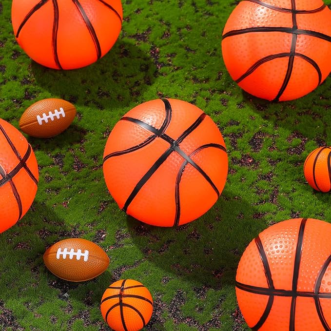 Civaner 20 Pcs Mini Soccer Basketball for Kids 4 Inch Inflatable Rubber Small Basketballs Gifts Toddlers Bouncy Toys Balls for Sports Beach Pool Theme Party Favor(Basketball Style)