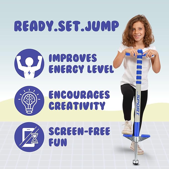 New Bounce Pogo Stick for Kids - Pogo Sticks, 40 to 80 Lbs - Sport Edition, Quality, Easy Grip, PogoStick for Hours of Wholesome Fun