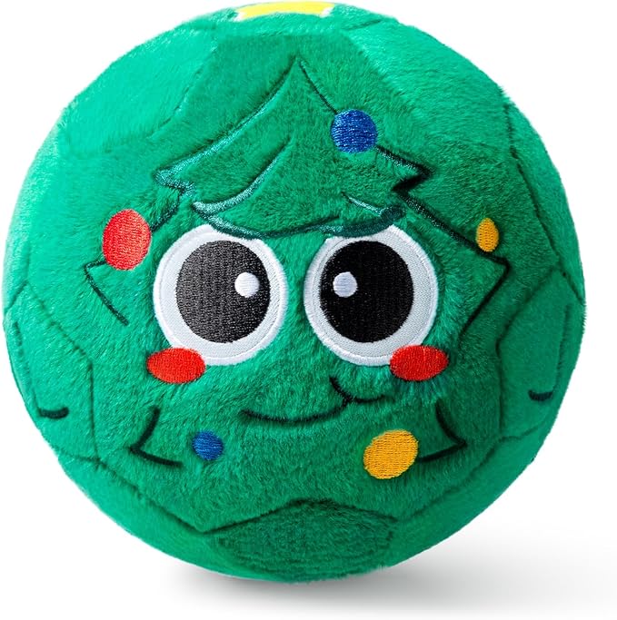 Silent Indoor Soccer Balls for Toddlers 1-3, Inflatable Soft Plush Baby Toddler Soccer Ball Toys Gifts for 1 2 3 4 5 Year Old Boy Girl First Birthday Gift (Christmas Tree, Pump Include)
