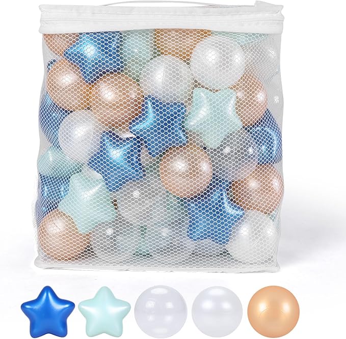 STARBOLO Ball Pit Balls - 100pcs Crush Proof Plastic Star Balls Children's Toy Balls Macaron Ocean Ball for Birthday Party Tent Games Pool